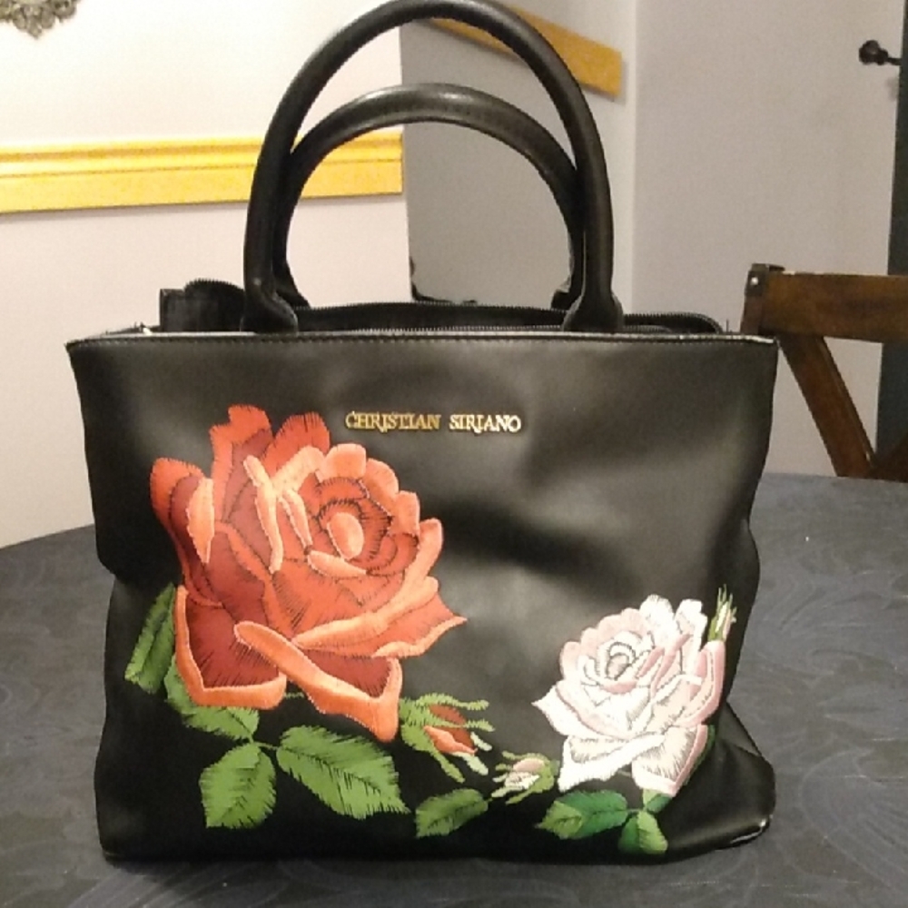 Christian Siriano Black Tote with Floral Design